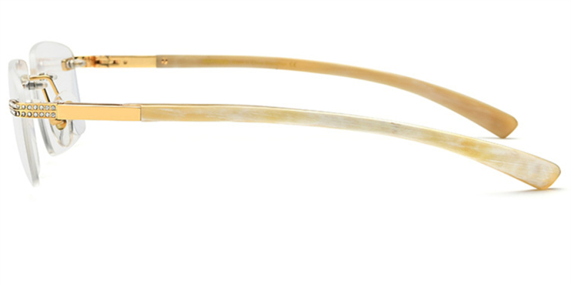 Rectangular Rimless Buffalo Horn Glasses-Genuine Natural Horn Handmade-White