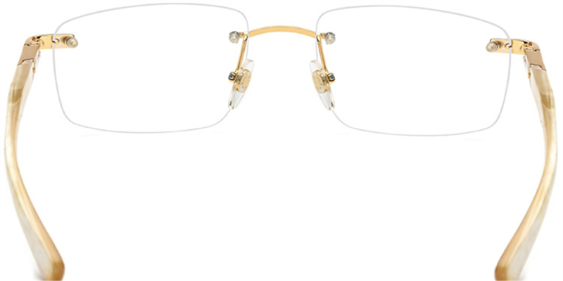 Rectangular Rimless Buffalo Horn Glasses-Genuine Natural Horn Handmade-White