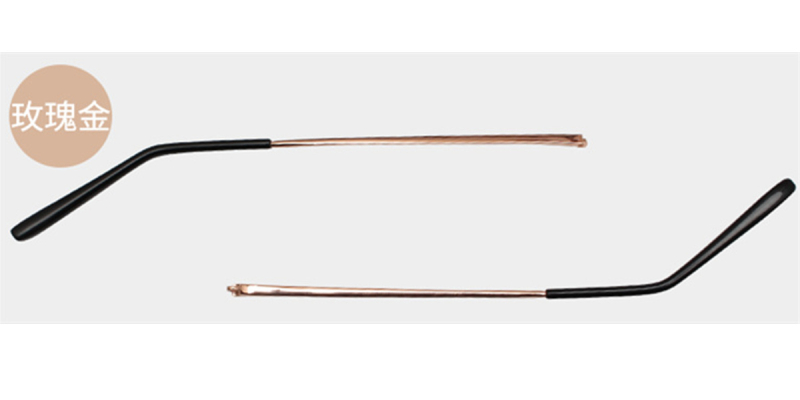 Metal eyeglass replacement temple arms, Rose Golden