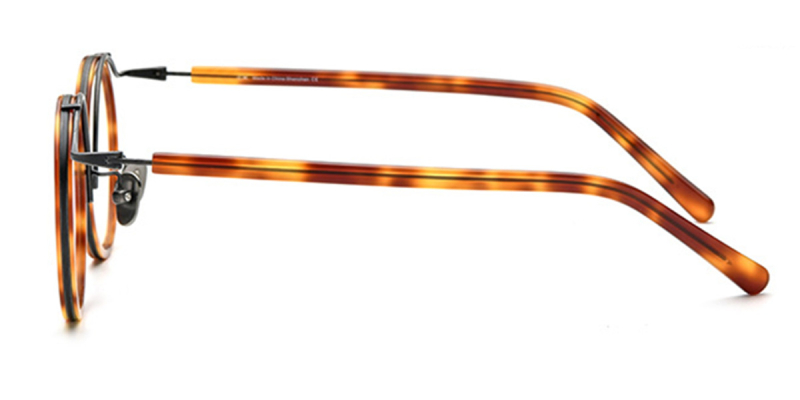  Round Browline Glasses with Titanium frame for Oblong Face