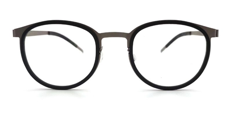 Small Round Browline Titanium Glasses for a Narrow Forehead 