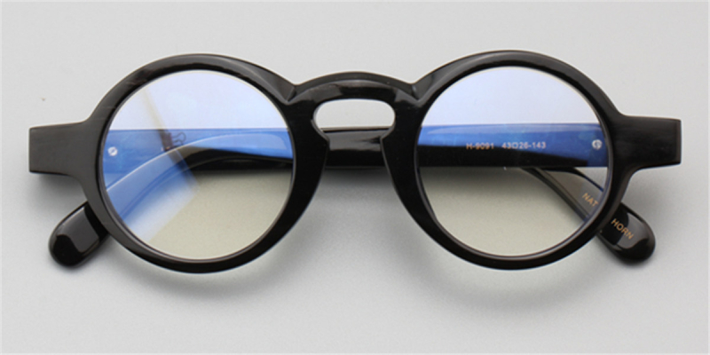  Round Buffalo Horn Glasses -Natural Horn Glasses - Thick Rimmed Eyeglasses