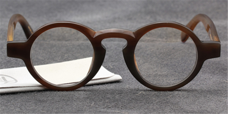  Round Buffalo Horn Glasses -Natural Horn Glasses - Thick Rimmed Eyeglasses