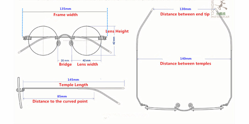 Custom Glasses Frames, Manual Custom Made Lens 38-44mm-Medium
