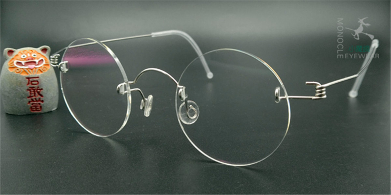 Round Glasses for Men, Manual custom made frameless glasses -2