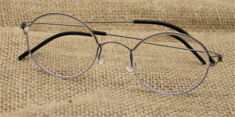 Titanium Oval round eyeglasses for men, silver