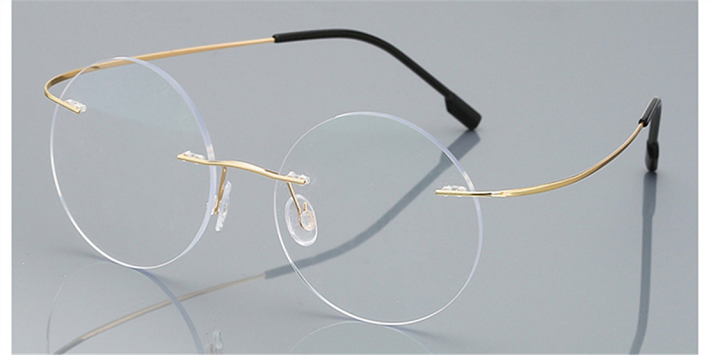 Round Glasses for Men Titanium Rimless Silver Frame Framesfashion