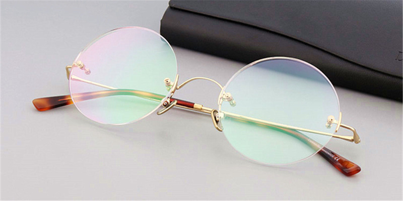 Round Glasses for Men,  Steve Jobs Glasses, Gun Gray-Gold