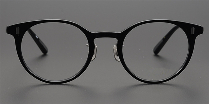 Round Horn Rimmed Clear Glasses | Clear Glasses Trend Continues 2023-Black