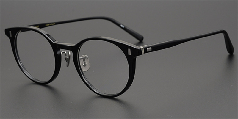 Round Horn Rimmed Clear Glasses | Clear Glasses Trend Continues 2023-Black