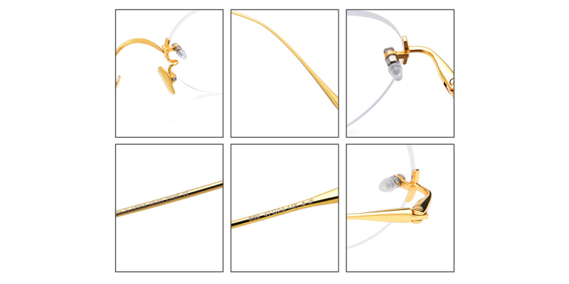 Oval Wire Titanium Rimless Glasses 