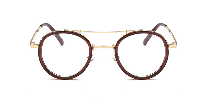 Brown Round Acetate Wrapped Aviator