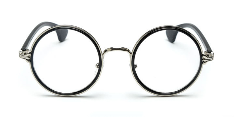 Round Glasses Frames Black Silver