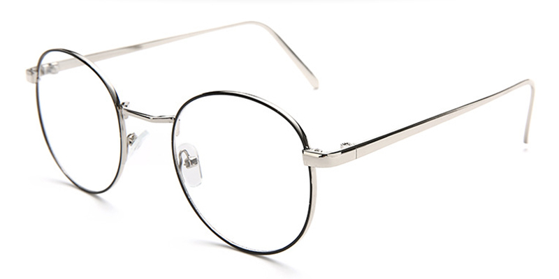 Round Bifocal Lenses glasses,Black Silver