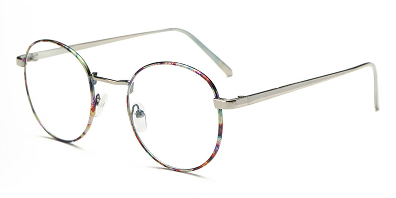 No line bifocals reading glasses, Floral Silver