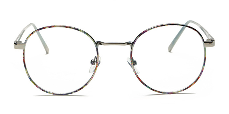 No line bifocals reading glasses, Floral Silver