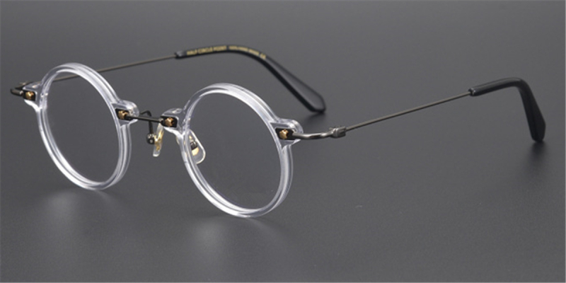 Clear Glasses, Clear Acetate Front, Metal Temple Finish
