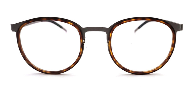 Round Browline Titanium Glasses for a Narrow Forehead 