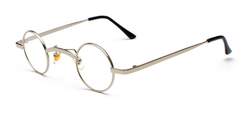 Round Glasses for Men, Super Small Round, Silver