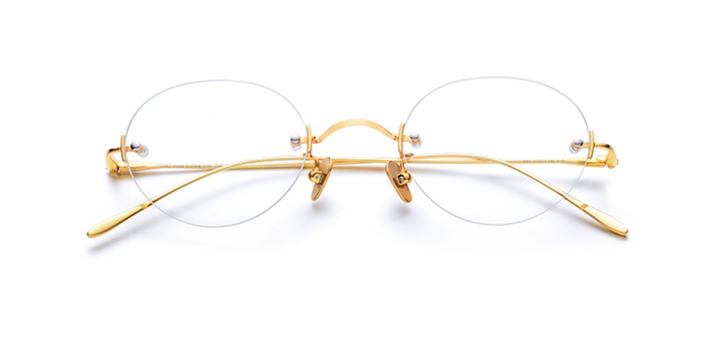 Oval Wire Titanium Rimless Glasses 