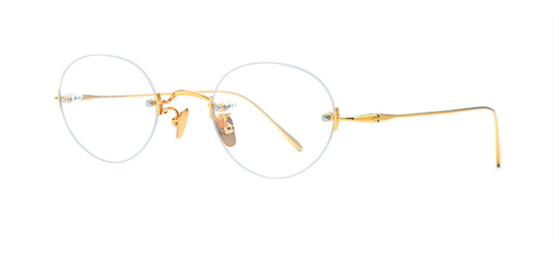 Oval Wire Titanium Rimless Glasses