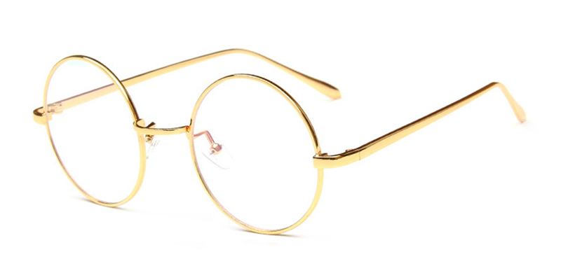 No line bifocals reading glasses, golden round