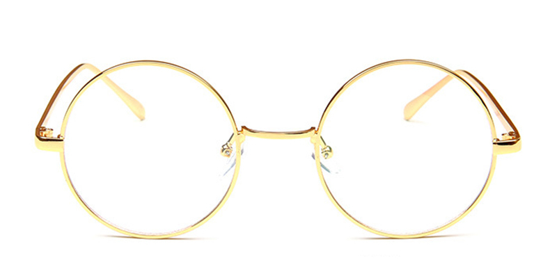 No line bifocals reading glasses, golden round