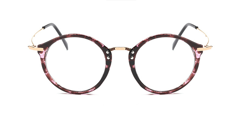 Browline Round Glasses for Oblong Face -front