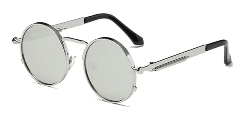 Round Sunglasses Spring on Temples Steampunk
