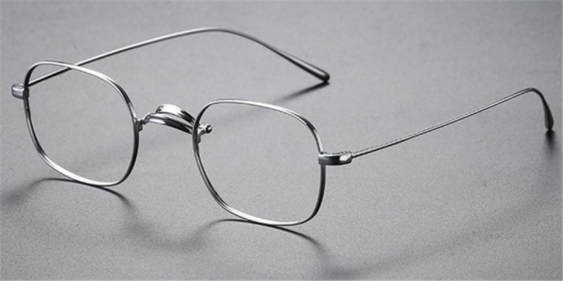 Pure Titanium Saddle Bridge Eyeglasses, Rounded Rectangle, Black