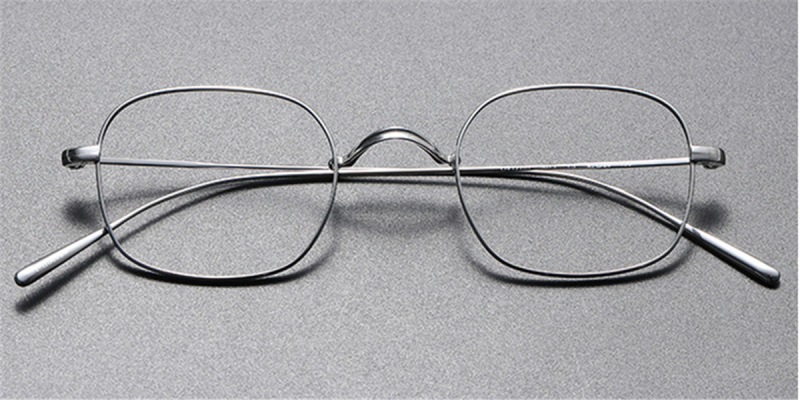 Pure Titanium Saddle Bridge Eyeglasses, Rounded Rectangle, Black