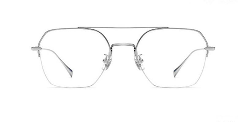 Pure Titanium Semi Rimless Glasses | Aviator Eyeglasses-Silver