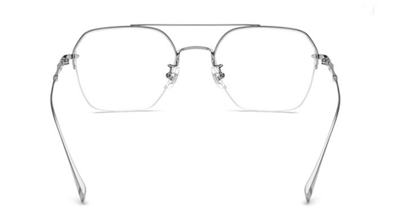 Pure Titanium Semi Rimless Glasses | Aviator Eyeglasses-Silver