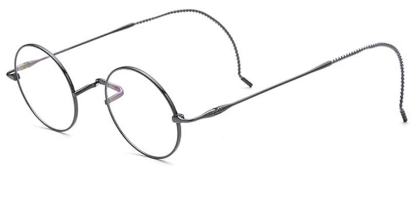 Titanium Saddle bridge eyeglasses, Gandhi Style, Cable Temple Design-Gun