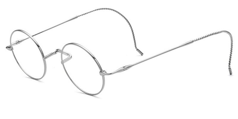 Titanium Saddle bridge eyeglasses, Gandhi Style, Cable Temple Design-Silver