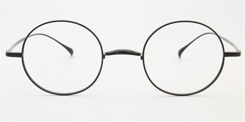 Titanium Saddle Bridge Eyeglasses for Men and Women, Gandhi Style-Black