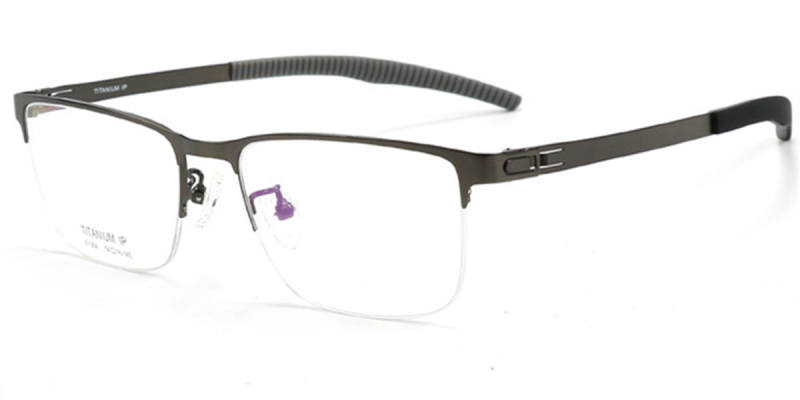 Semi Rimless Screwless Hinge Eyeglasses-Gun