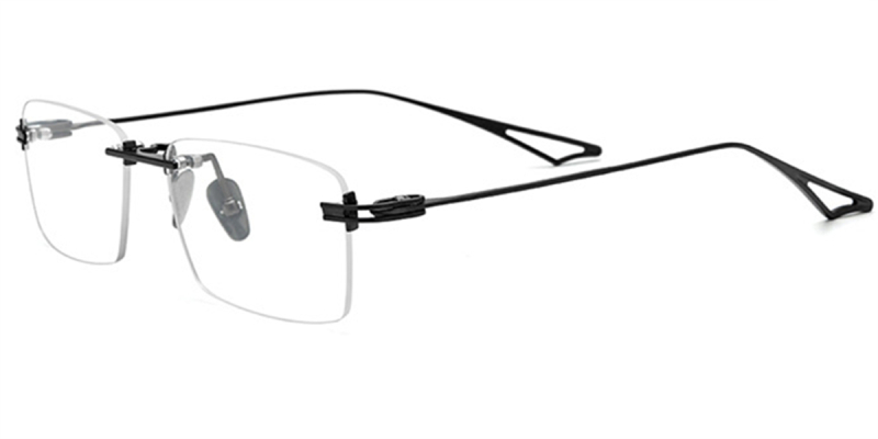 Screwless Hinge Eyeglasses-Titanium Rimless Glasses | FramesFashion Rimless Collections-Black