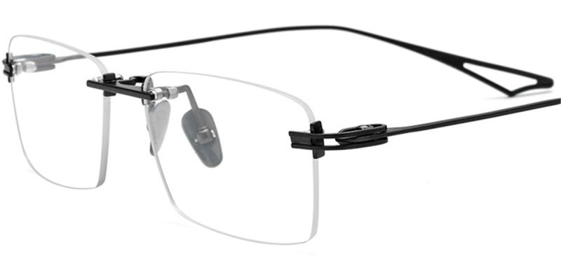 Screwless Hinge Eyeglasses-Titanium Rimless Glasses | FramesFashion Rimless Collections-Black