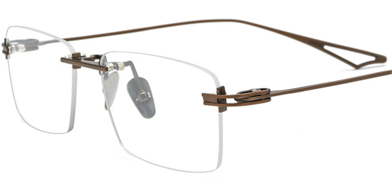 Screwless Hinge Eyeglasses-Titanium Rimless Glasses | FramesFashion Rimless Collections-Brown