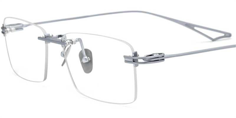 Screwless Hinge Eyeglasses-Titanium Rimless Glasses | FramesFashion Rimless Collections-Silver