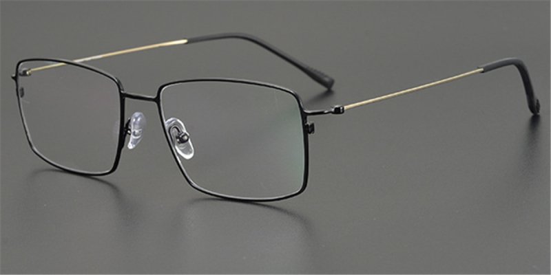 Colorful Screwless Hinge Eyeglasses for Men-Black-Gold