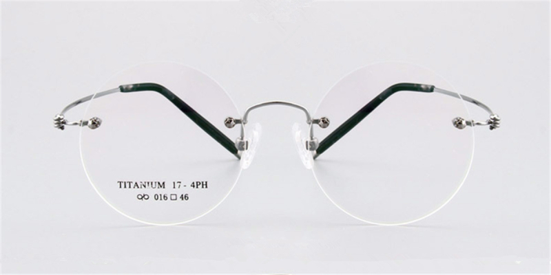 Round Glasses for Men Titanium Rimless  Silver Frame