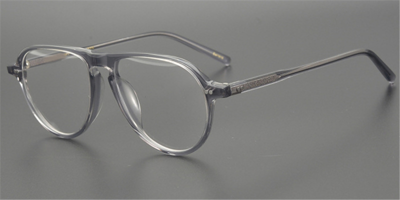 Single Bridge Aviator Clear Glasses | Clear Glasses Trend Continues 2023-Gray-Clear