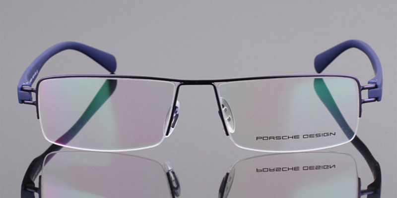 Sleek and Stylish Designs of Semi-rimless Titanium Glasses, Blending Durability with Fashion-Blue