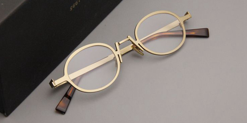 Small Oval Alloy High Prescription Glasses Frames |Hide Your Strong Power-Gold
