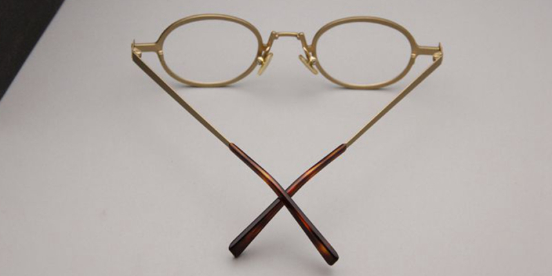 Small Oval Alloy High Prescription Glasses Frames |Hide Your Strong Power-Gold