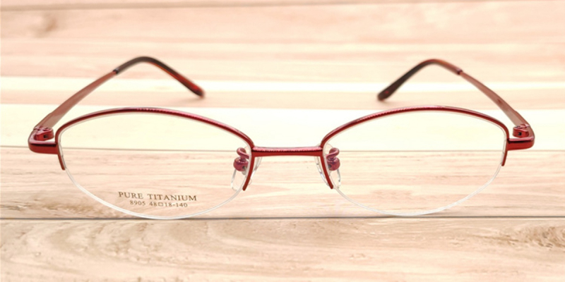 Red Small Titanium Womens Eyeglasses Frames | Design for Power Prescription-Red