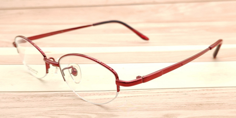 Red Small Titanium Womens Eyeglasses Frames | Design for Power Prescription-Red