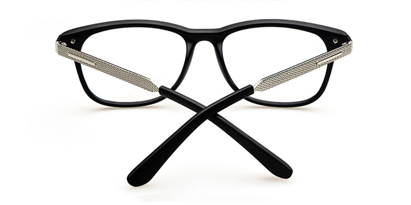 Black Metal Temple Rectangle Glasses